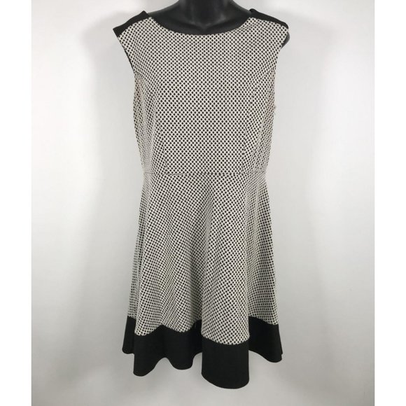 Ann Taylor Loft Fit and Flare Dress | Black + White Geometric design | Size 6/8 - Picture 1 of 10